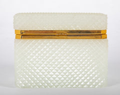 Mid-Century French White Opaline Glass Box