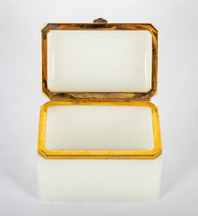 Mid-Century French White Opaline Glass Box