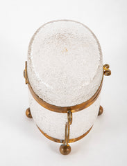 A Clear Crackle Glass Box with Brass Mounts and Feet