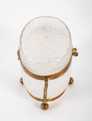 A Clear Crackle Glass Box with Brass Mounts and Feet