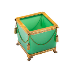 A French Green Opaline Glass Cachepot with Gilt Mounting