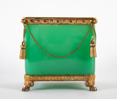 A French Green Opaline Glass Cachepot with Gilt Mounting