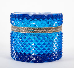 Round French Brilliant Blue Cut Crystal  Box