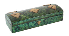Late 19th Century Faux Malachite Painted Box with Brass Mounts