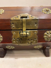 19th Century Chinese Rosewood Octagonal Box with Brass Mounts