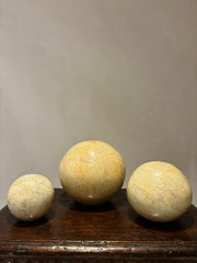 Set of Three Lacquered Tessellated Egg Shell Spheres, Mid 20th Century