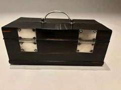 19th Century Dutch Ebony Box With Silver Mounts and Hinges