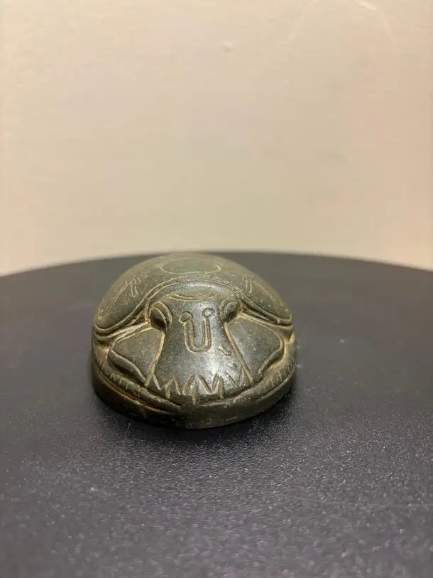 Grand Tour Egyptian Scarab of Carved Steatite with Hieroglyphics