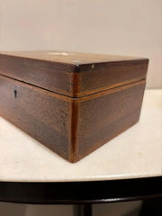 19th Century Walnut Box With Bone and Mother-of-Pearl Inlay