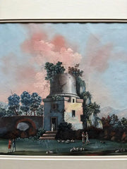 Pair 18th or 19th Century Italian Grand Tour Gouaches of Vesuvius, Bay of Naples