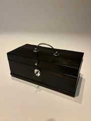 19th Century Dutch Ebony Box With Silver Mounts and Hinges