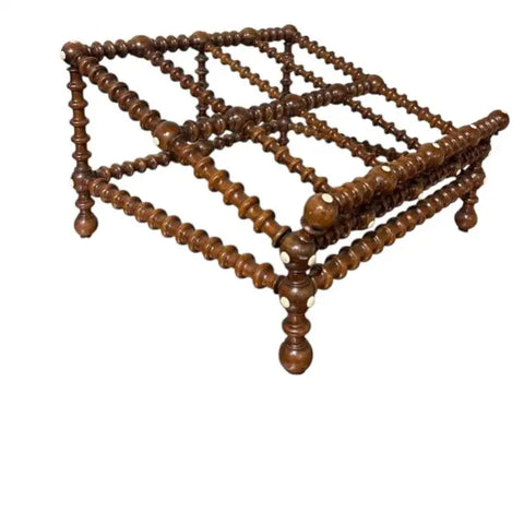 19th Century English Regency Turned Elmwood Book Stand with Bone Decoration