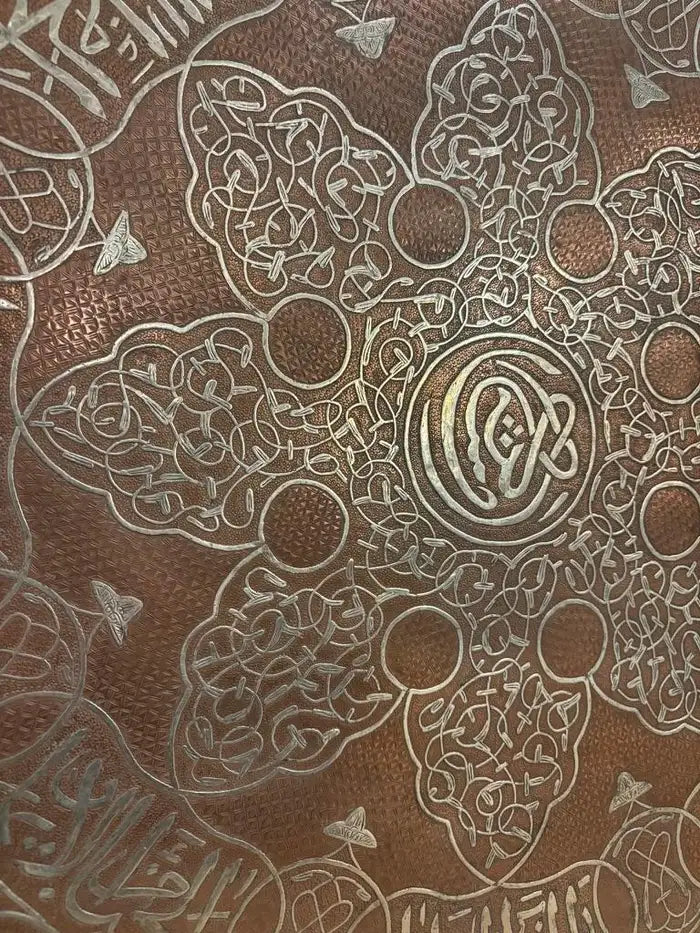 Moroccan Copper Charger Tray wih Silver Inlay, Circa 1900