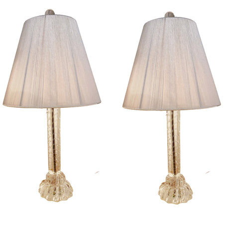 Pair of Barovier & Toso Lamps, Murano.