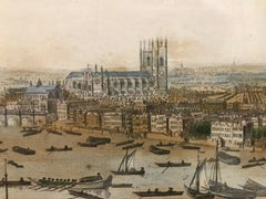 18th Century Color Engraving of Westminster, Somerset House in Original Frame