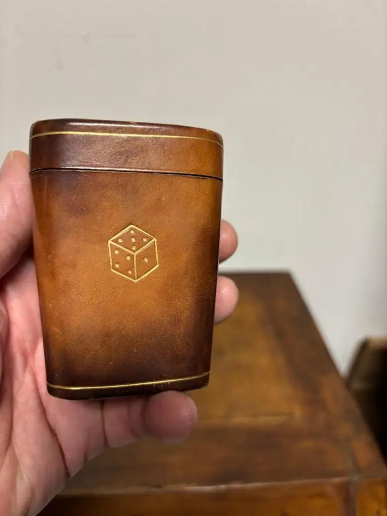 Vintage Italian Leather Gambling Dice Cup