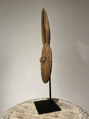 African Goli Style Tribal Mask Mounted on a Custom Steel Base