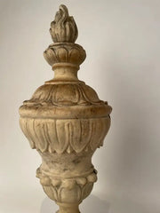 Pair 19th Century Neoclassical Style Italian Plaster Urns with Flame Finials