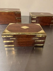 Set of Three 19th C Regency Anglo Indian Rosewood Boxes with Brass Mounts