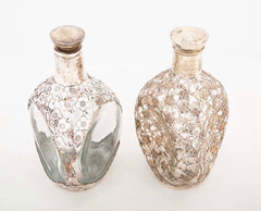 Two Asian Sterling Silver Wine Bottles