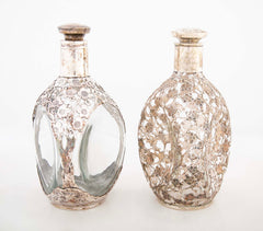 Two Asian Sterling Silver Wine Bottles