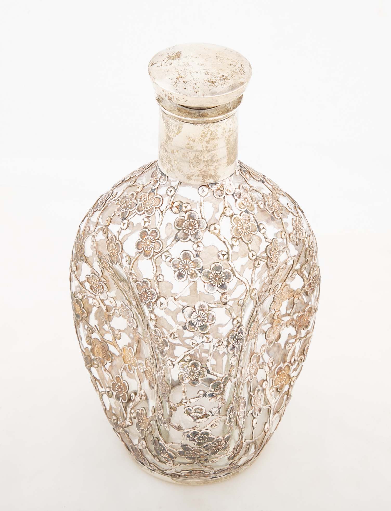 Two Asian Sterling Silver Wine Bottles