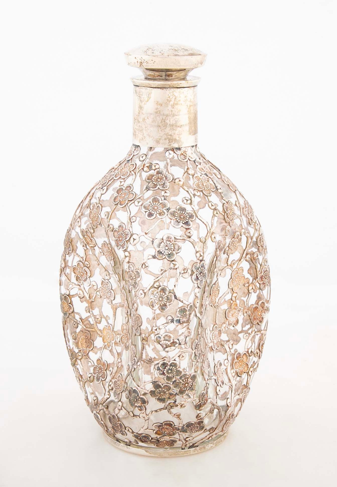 Two Asian Sterling Silver Wine Bottles