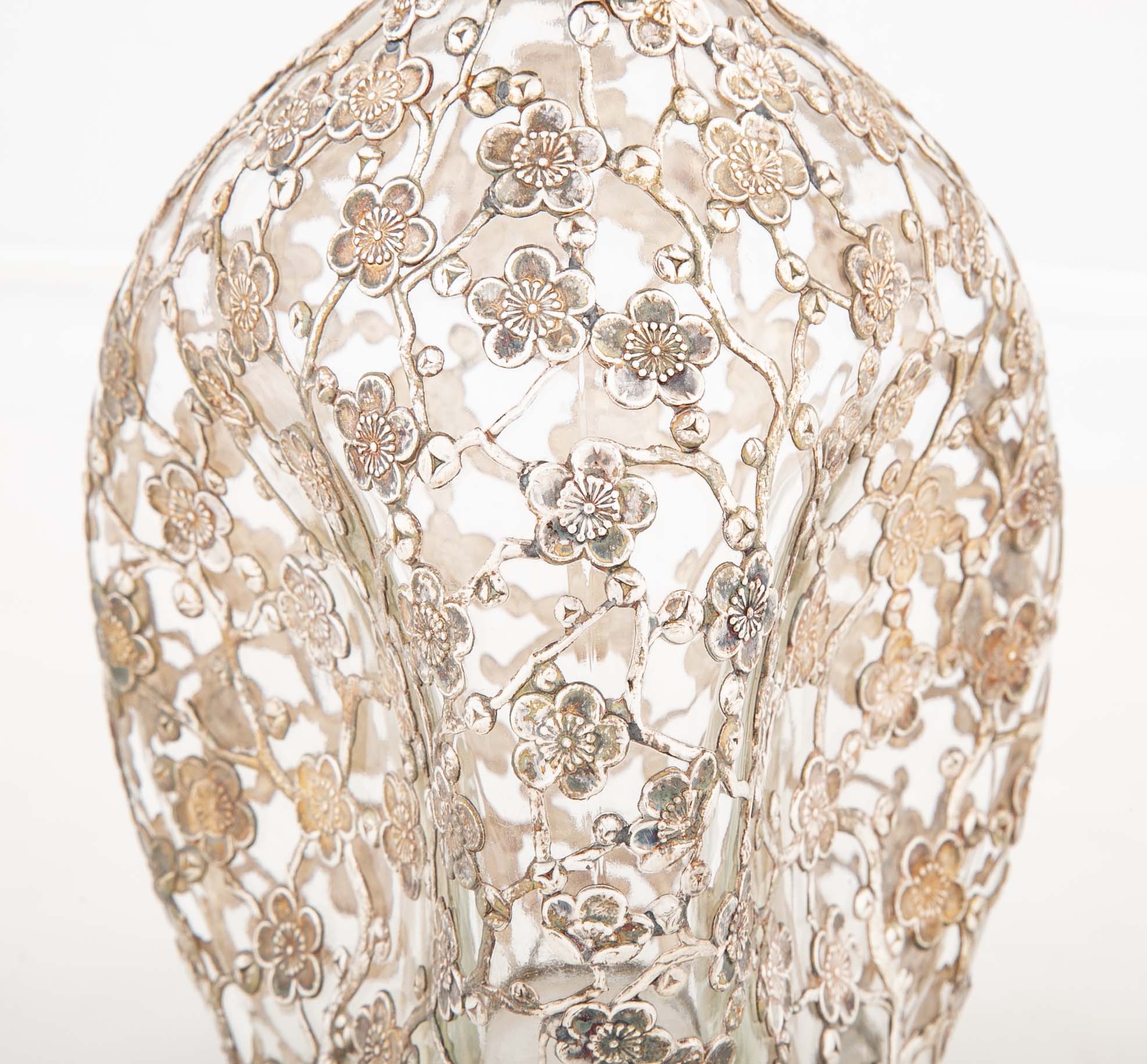 Two Asian Sterling Silver Wine Bottles