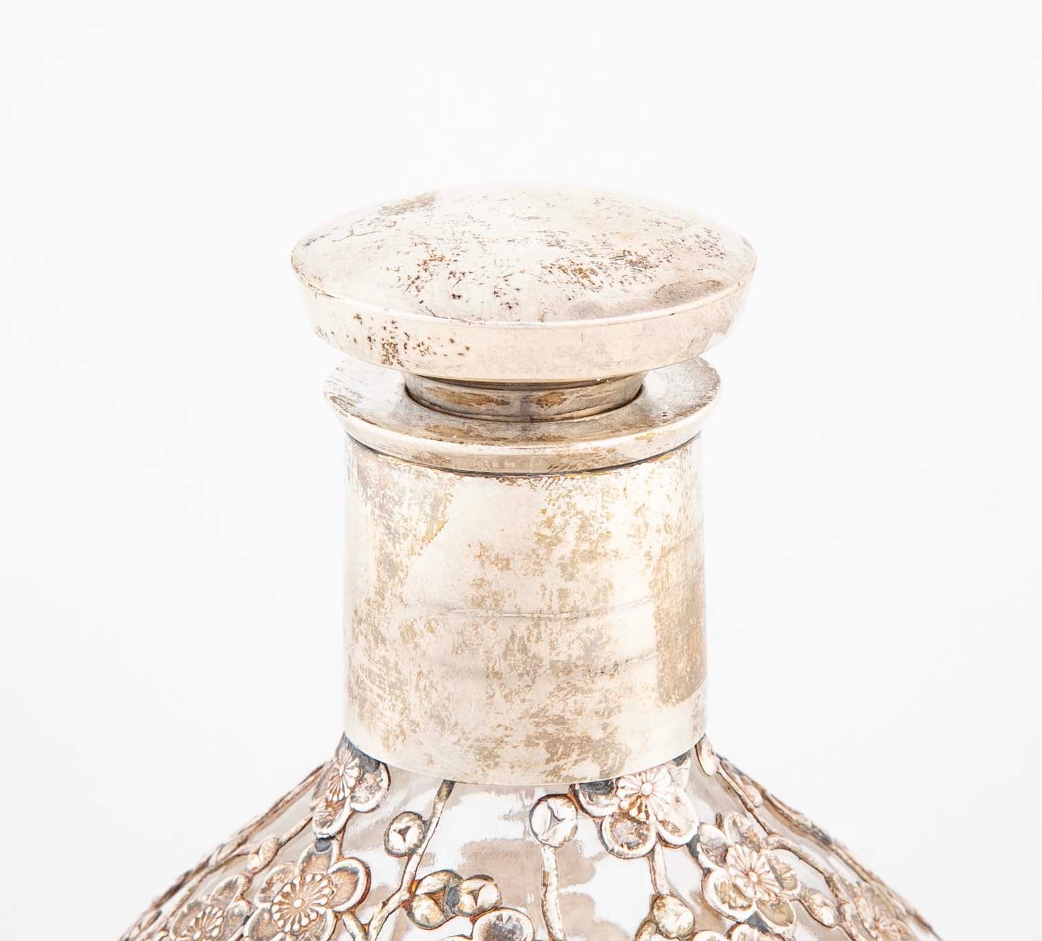 Two Asian Sterling Silver Wine Bottles