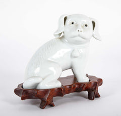 Pair of 19th Century Chinese Blanc de Chine Pekingese Porcelain Dogs