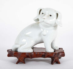 Pair of 19th Century Chinese Blanc de Chine Pekingese Porcelain Dogs