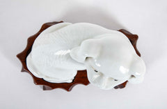 Pair of 19th Century Chinese Blanc de Chine Pekingese Porcelain Dogs