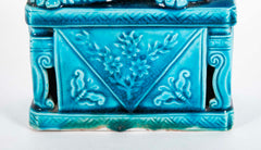 Pair of Rare Chinese 19th Century Blue Glazed Porcelain Elephants