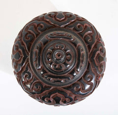 Pair Of Lacquer Jars With Black And Red Lid