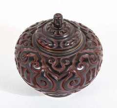 Pair Of Lacquer Jars With Black And Red Lid