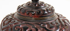 Pair Of Lacquer Jars With Black And Red Lid