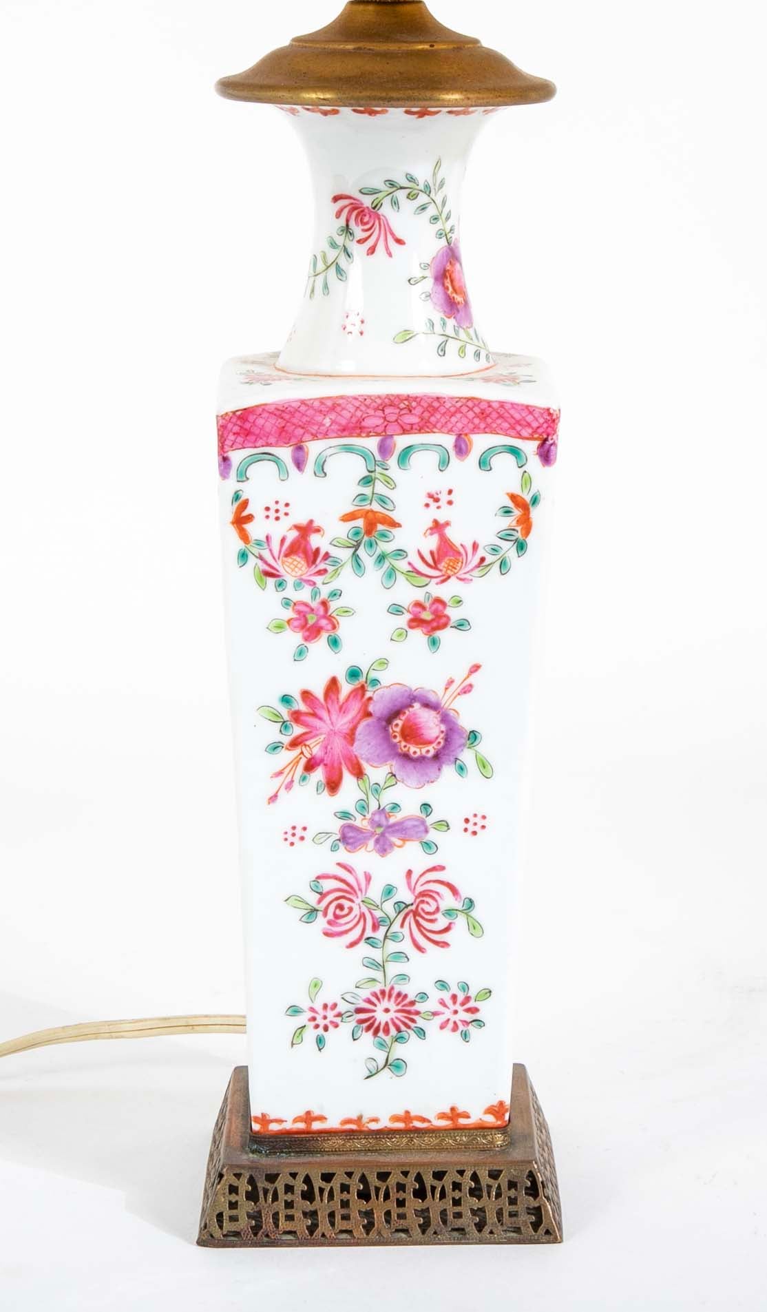 Pair Of Famille Rose Porcelain Lamps