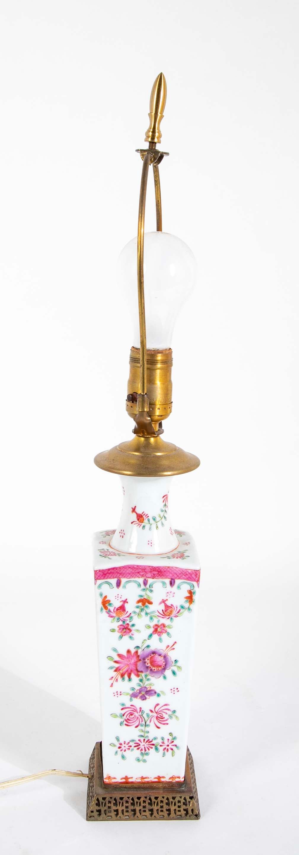 Pair Of Famille Rose Porcelain Lamps