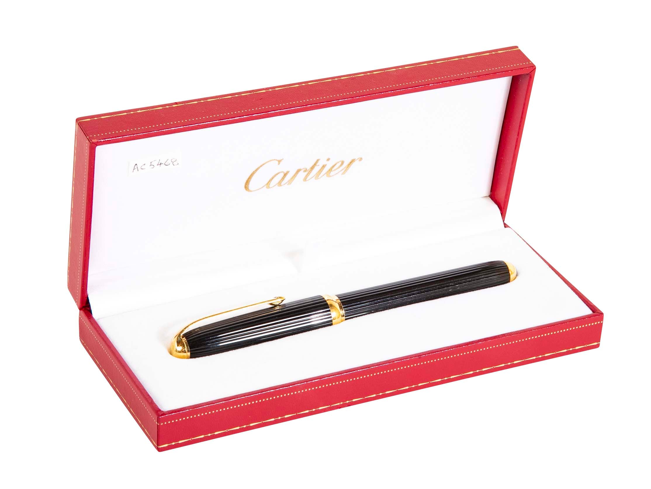 18 Karat Gold Cartier Fountain Pen With Original Box