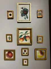 Group of Ten 19th Century Hand Colored Fruit Botanicals in Gilt Wood Frames