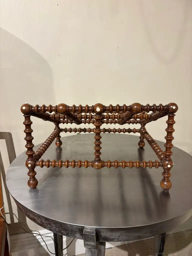 19th Century English Regency Turned Elmwood Book Stand with Bone Decoration