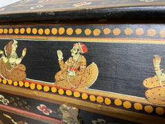 Anglo Indian Decorative Box with Painted Figures of Dancers