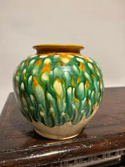 Chinese Tang Dynasty Sancai Glazed Ceramic Jar