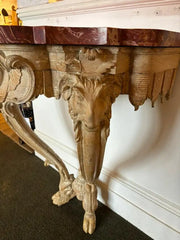 18th Century Italian Carved Rams Head Console Table With Scagliola Top