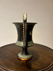 Ancient Greek Style Hand Painted Kantharos, Drinking Cup with High Handles