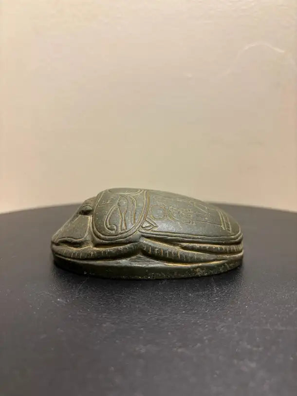 Grand Tour Egyptian Scarab of Carved Steatite with Hieroglyphics