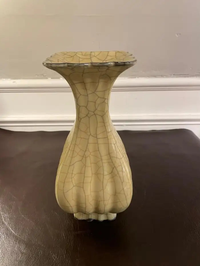 Chinese Crackle Glaze Fluted Vase