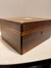19th Century Walnut Box With Bone and Mother-of-Pearl Inlay