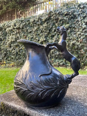 19th Century Italian Grand Tour Bronze Wine Vessel Askos with Panther Handle
