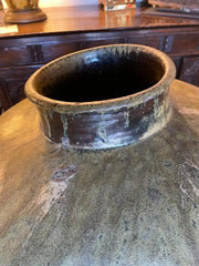19th Century Japanese Green Glazed Ceramic Storage Jar, Large Scale